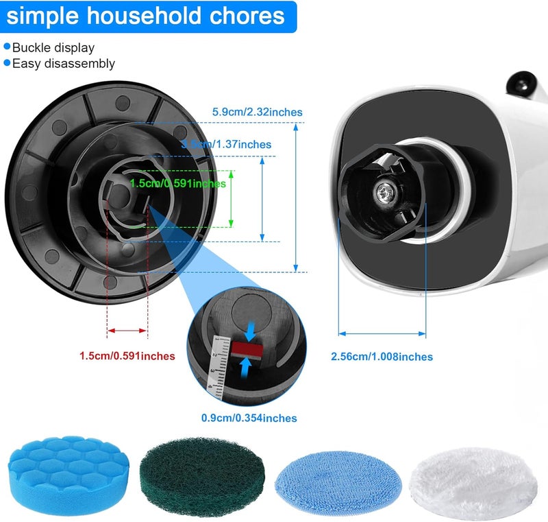 BCQDOL Electric Spin Scrubber Brush Heads Set, 12 Pack Replaceable Brush Heads for Cordless Power Scrubber, for Household Cleaning Brushes Kitchen Bathroom Floor Tile Car - Image 3
